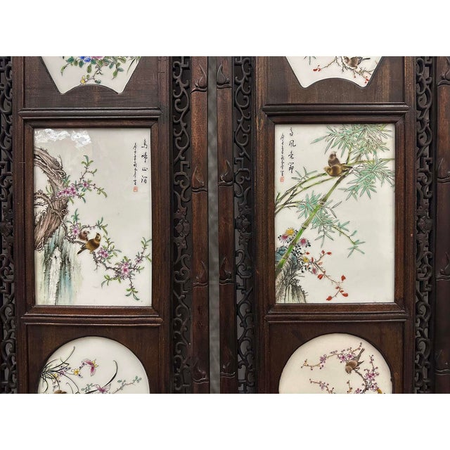 Antique Chinese Hand Painted Porcelain Panels -Wall Hanging, Set of 4 For Sale In Los Angeles - Image 6 of 11