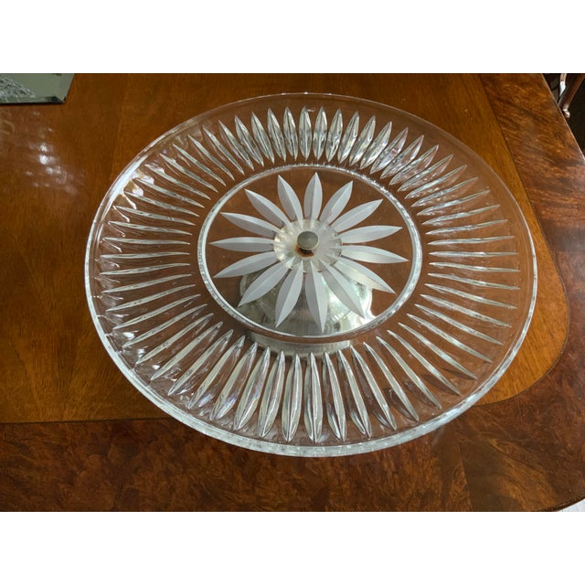 Glass Vintage Silver Plated & Crystal Cake Stand For Sale - Image 7 of 7