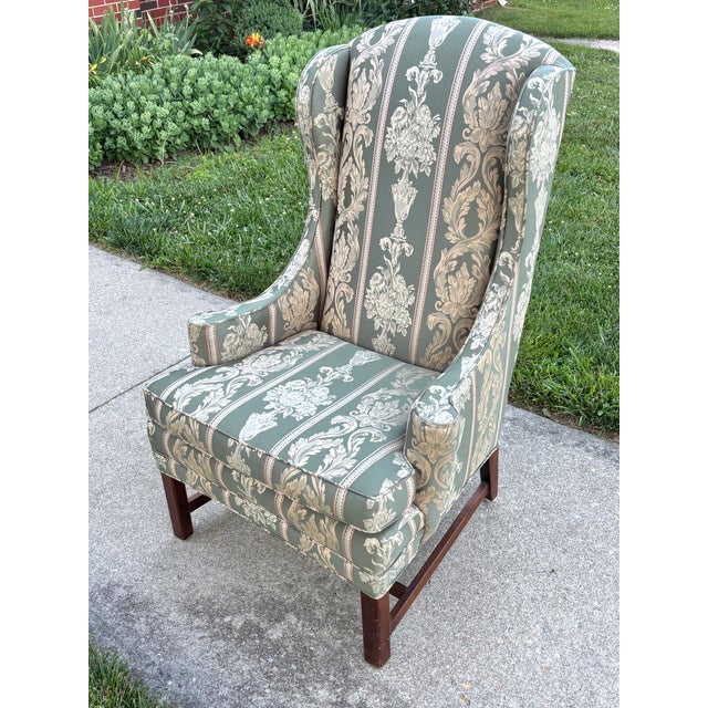 1950s 1950s Neoclassical Upholstered Wingback Chair For Sale - Image 5 of 11