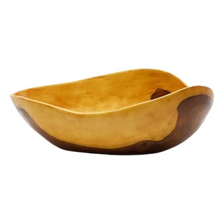 Vintage Hand-Carved Tropical Wood Bowl For Sale