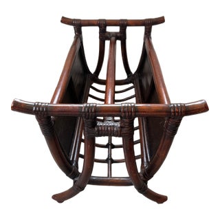 Vintage Bamboo & Split Reed Magazine/Newspaper Rack For Sale