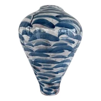 Essence of Form Brushstroke Ocean Blue Handcrafted Vase by Onofrio Acone For Sale