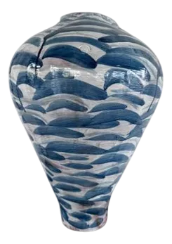 Essence of Form Brushstroke Ocean Blue Handcrafted Vase by Onofrio Acone