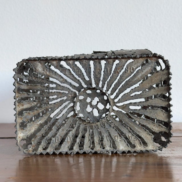 Late 20th Century Brutalist Torch Cut Metal Luminary For Sale - Image 9 of 12
