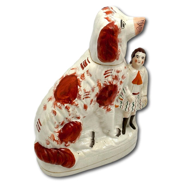 A Very Unusual Pair of Large Size Antique English Staffordshire Pottery Dog Figures - Circa Mid 19th Century For Sale - Image 11 of 18