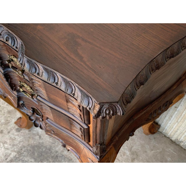 19th Century French Bedsides Tables With Carved Drawers - a Pair For Sale - Image 9 of 13