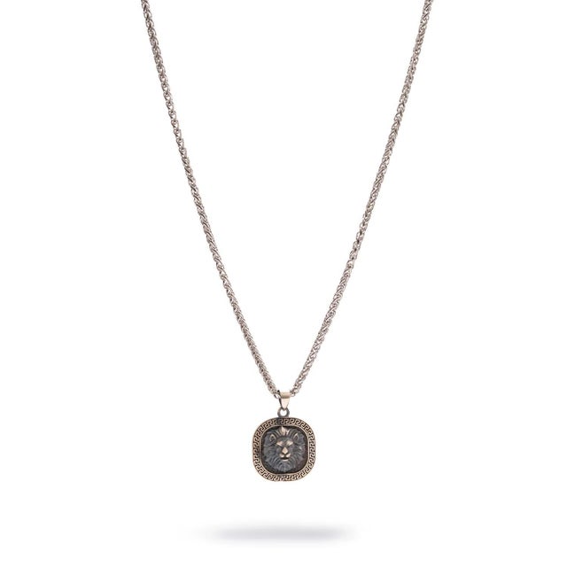 Modern Regal Lion Medallion Men’s Sterling Silver Necklace For Sale - Image 3 of 9