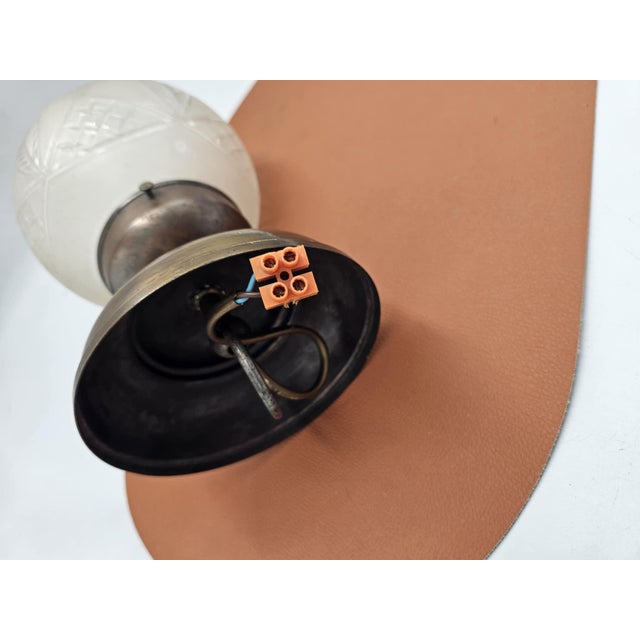 Art Deco Brass and Glass Ceiling Lamp, 1920s For Sale - Image 4 of 6