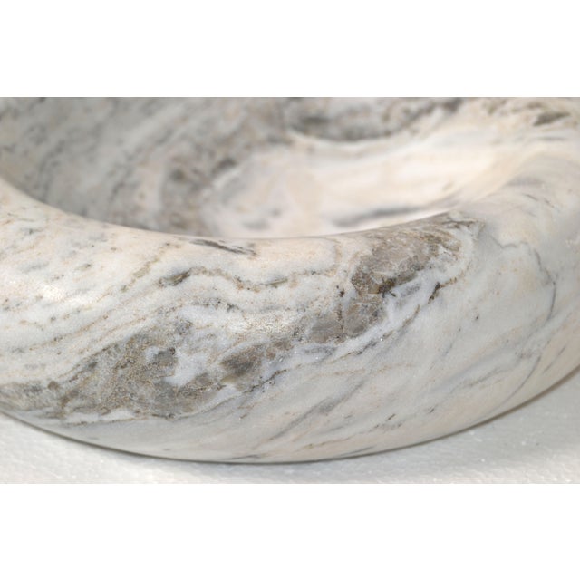 20th Century Mid-Century Modern Handmade Carrara Marble Bowl Plate Centerpiece For Sale In Miami - Image 6 of 12