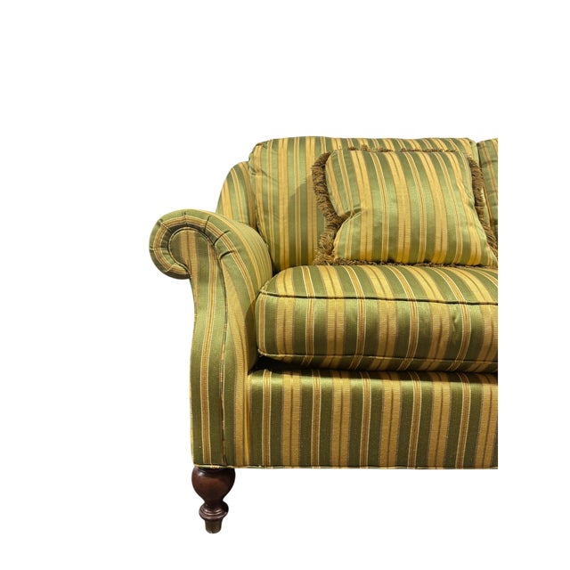 Sherrill Loveseat / Sofa With Fine Striped Upholstery For Sale In New York - Image 6 of 10
