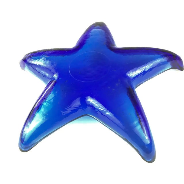 Blue Cobalt Blue Glass Art Star Design Trinket Plate For Sale - Image 8 of 9