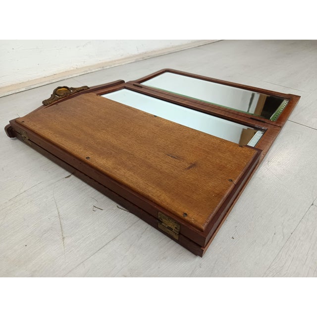 Antique Walnut Triptych Mirror For Sale - Image 14 of 15