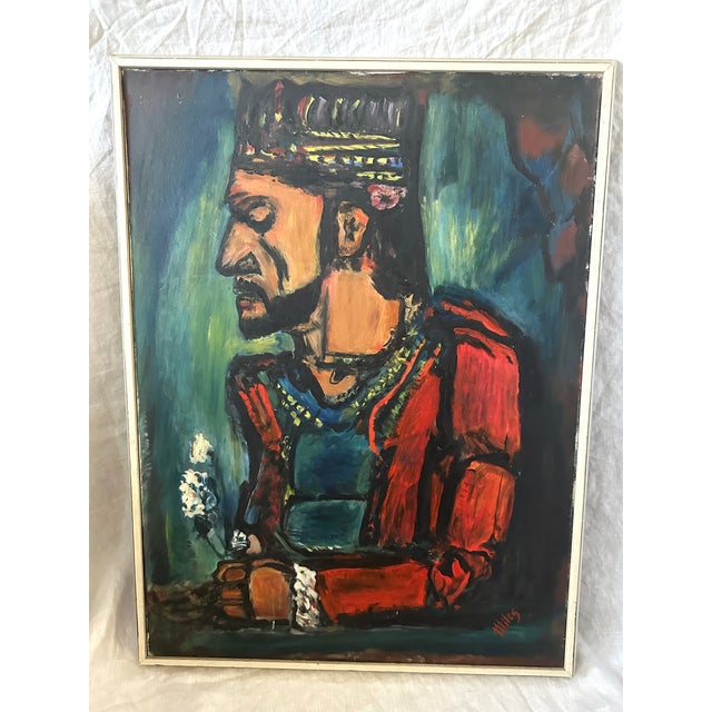 Early 20th Century French Oil Painting "The Old King" For Sale - Image 5 of 8