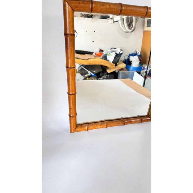 Vintage French Riviera Faux Bamboo Mirror, 1940s For Sale - Image 4 of 11