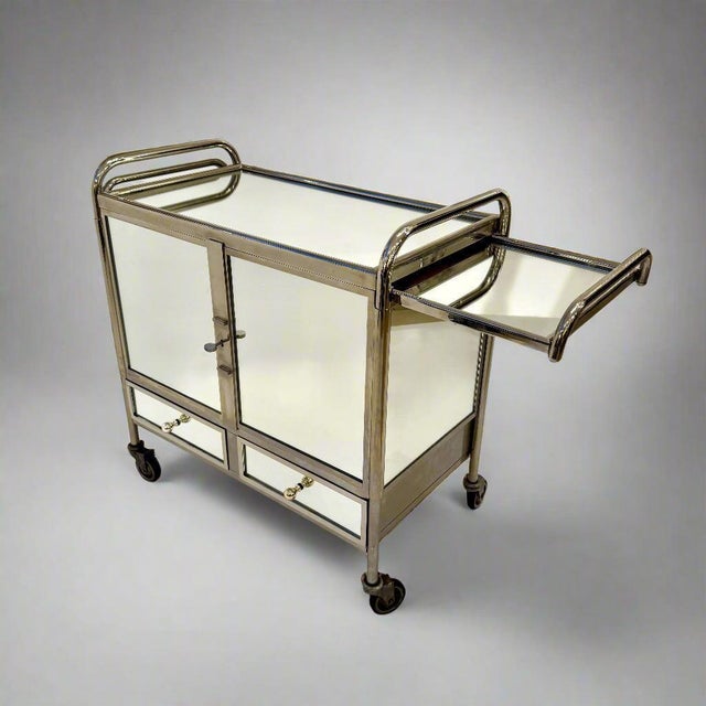 Silver Art Deco Bar Cart, France 1930s For Sale - Image 8 of 10