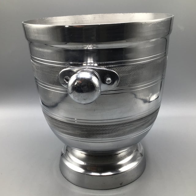 Silver Vintage Aluminum Knob Handle Champagne/Wine Cooler Bucket For Sale - Image 8 of 12