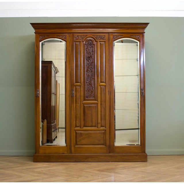 Antique Edwardian Walnut Wardrobe, 1900s For Sale - Image 14 of 14