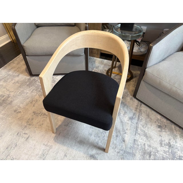 Rh Chloé Fabric Armchair | Greige Oak Finish | Performance Linen Weave in Black For Sale - Image 14 of 18