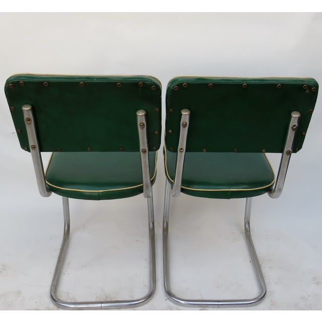 Vintage Chrome Kitchen Chairs Green, a Pair Chairish