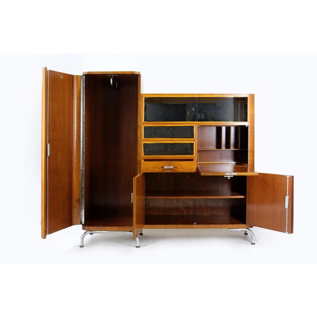 Original modernist office cabinet (model sk 19) produced in the 1930s by the robert slezák factories in czechoslovakia. a...