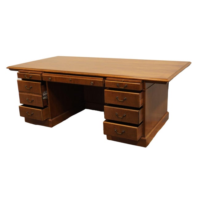 Stow & Davis Solid Walnut Contemporary Traditional 84" Executive Office Desk For Sale In Kansas City - Image 6 of 12