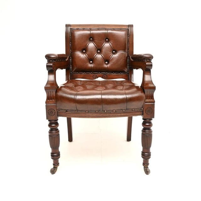 Antique Victorian Library Desk Chair, 1870 For Sale - Image 11 of 11