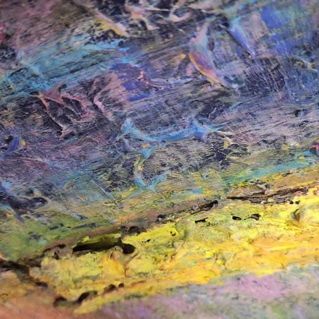 1980s Textured Abstract Mixed Media Painting – Postmodern Memphis Style, Impasto Color-Field Composition For Sale - Image 4 of 11