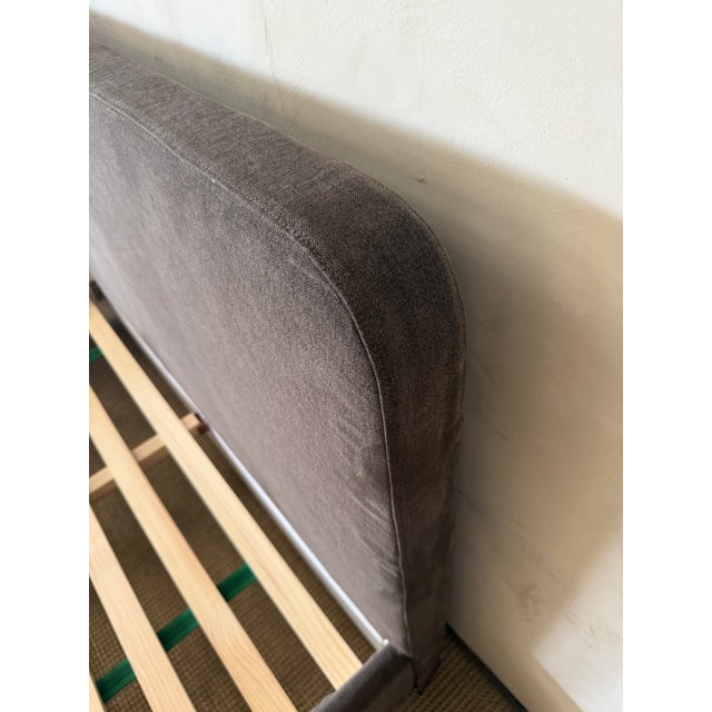 King Size Belgian Linen Slip Covered Bed in Cafe Noir For Sale In Los Angeles - Image 6 of 8