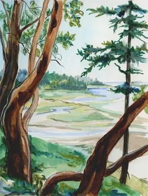 Plein Aire Seascape Original Painting, on the Bluff 1, Acrylic Study
