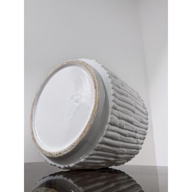 Vintage Chippendale Style Cachepot in White Glazed Ceramic, 1970s For Sale - Image 9 of 16