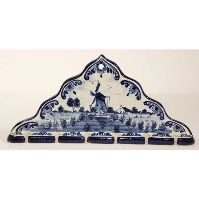 Vintage Blue and White Delft Porcelain Spoon Rack For Sale - Image 10 of 13