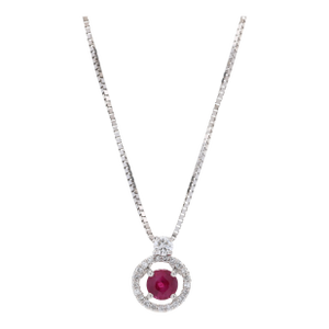 0.47ctw Ruby and Diamond Pendant Necklace, 14k White Gold, Length 20 Inches