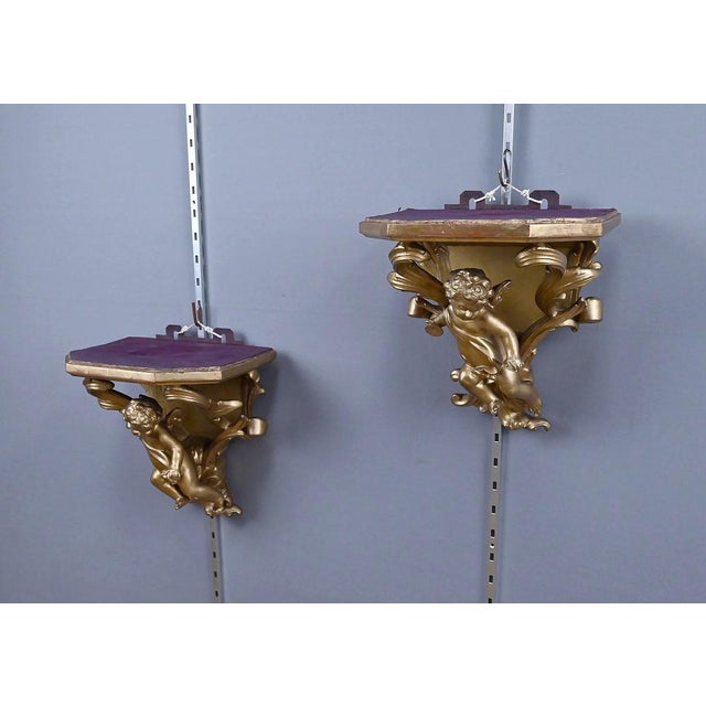 Late 19th Century Gilt Wood Wall Sconces, Set of 2 For Sale - Image 5 of 18