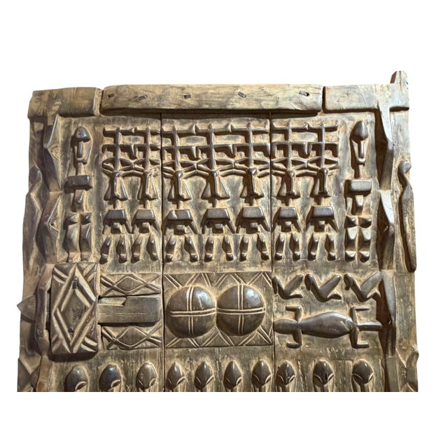 Vintage Dogon Granary Door With Crocodiles /Figures Mali African 72.5" H For Sale In New York - Image 6 of 9