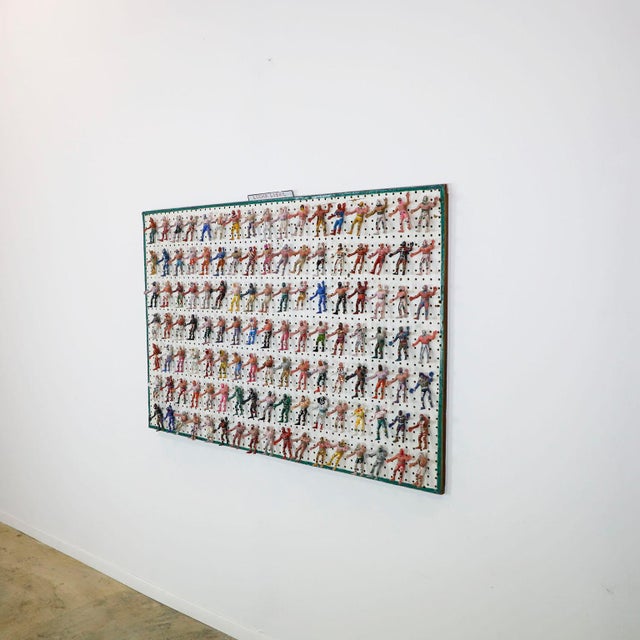Circa 1970. We offer this Rare Decorative Wall Panel Made with Mexican Wrestlers Toys (Folk Art).