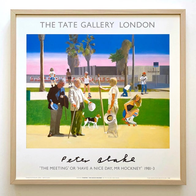 Peter Blake Vintage 1985 Lithograph Print Framed Pop Art Poster " the Meeting or Have a Nice Day, Mr Hockney " 1981 For Sale - Image 13 of 13