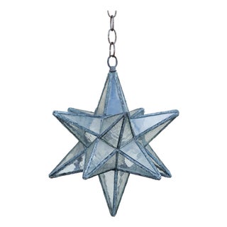 Mid 20th Century French Mid Century Modern Star Metal and Glass Light Fixture with Single Bulb For Sale