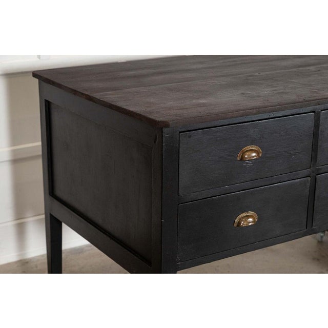 Ebonised English Pine Worktable or Kitchen Island, 19th Century For Sale - Image 8 of 14