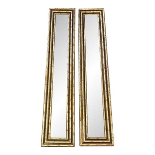 Vintage Mid-Century Faux Bamboo Gold Gilt Accent Mirrors - Pair (Made in Usa) For Sale