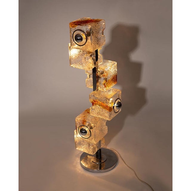 Mid-Century Modern Mid-Century Murano Glass Cube Floor Lamp by Toni Zuccheri for VeArt, Italy, 1970s For Sale - Image 3 of 14