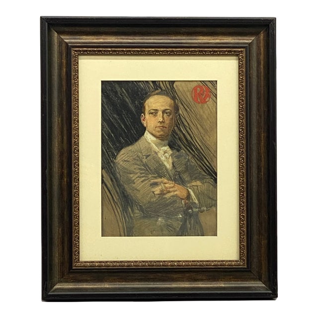 Art Deco Period Illustration of a Man Smoking For Sale