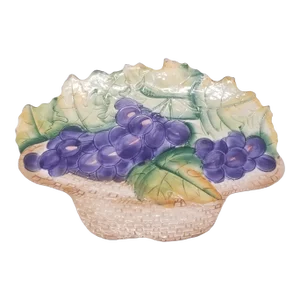 Vintage Italian Grapes in Basket Hand Painted Ceramic Wall Plate-Marked