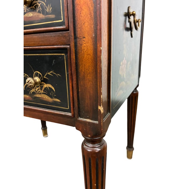 Vintage Theodore Alexander Hand-Painted Chinoiserie Three-Drawer Accent Chest With Brass Gallery For Sale - Image 11 of 12