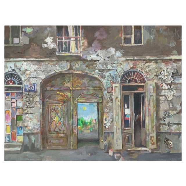 Janusz Mulak, A Yard, 2010, Oil and Acrylic on Canvas For Sale