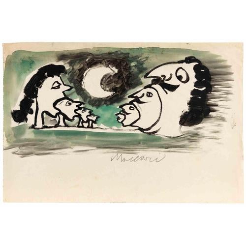 Watercolor on paper realized by Mino Maccari in 1950s. Hand signed in pencil lower right. Very good condition. This piece...
