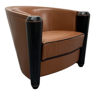 Adam Tihany I4 Mariani "Marnie" Leather Club Chair for Pace Collection, 1980s For Sale