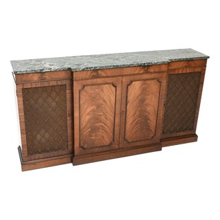 Antique Marble Top Grill Front Sideboard, 1930 For Sale