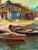 Green Oil Painting Small Boat Dock Yuriy Suprunchuk For Sale - Image 8 of 11