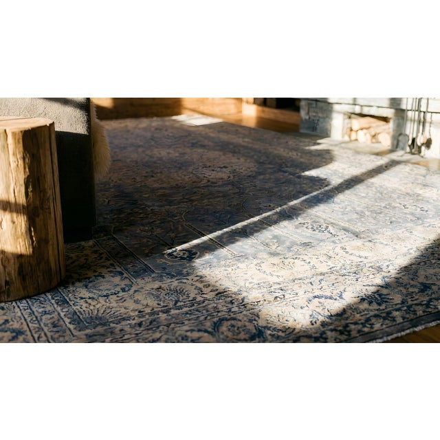 A Distinguished Central Medallion in Gray Background Color Antique Indian Rug For Sale - Image 9 of 10