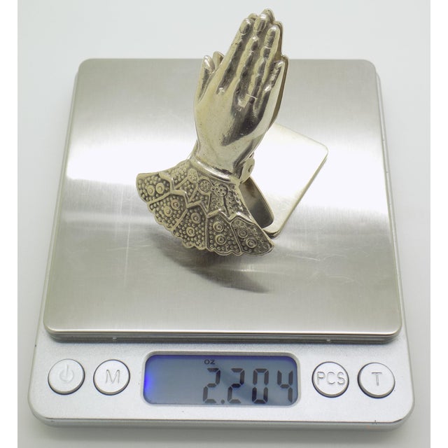 1970s Vintage Italian Handmade Genuine Silver Figural Hand Desk Memo Clip From Florence For Sale - Image 12 of 14